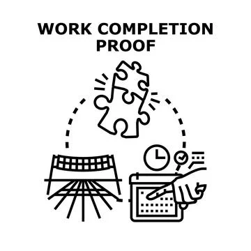 Project completion concept with task management and puzzle Stock Illustration