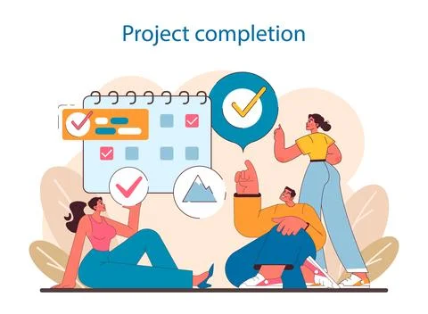 Project Completion in IT project management. Captures the moment of achieving Stock Illustration