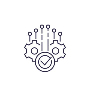 Project completion, line icon Stock Illustration