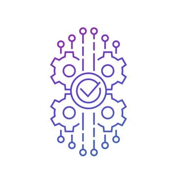 Project completion line icon on white Illustrazione stock