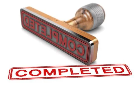 Project completion, Task completed stamp. Illustrazione stock