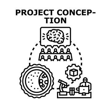 Project conception process creating new ideas Stock Illustration