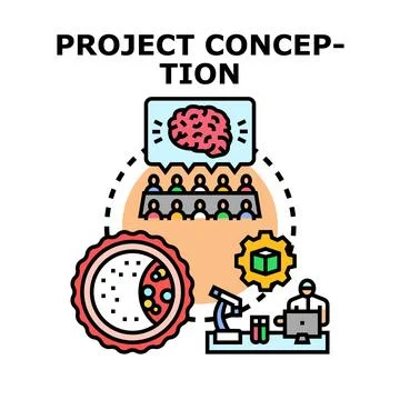 Project conception process creating new ideas Stock Illustration
