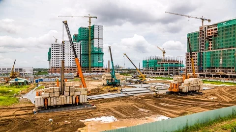Project construction site in Ho Chi Minh City, Vietnam time lapse Stock Footage 116859147