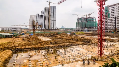 Project construction site in Ho Chi Minh City, Vietnam time lapse Stock Footage 116870089