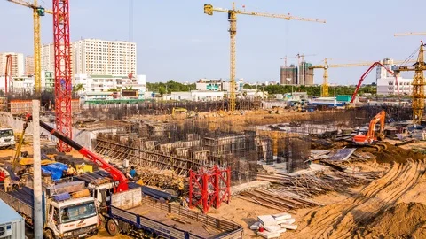 Project construction site in Ho Chi Minh City, Vietnam time lapse Stock Footage 116874747