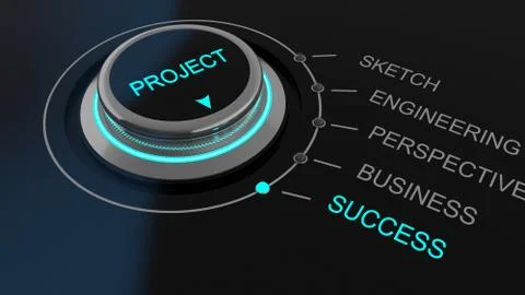 Project control dial with selection choices Stock Illustration