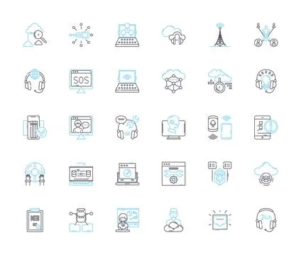 Project coordination linear icons set. Planning, Execution, Schedule Illustrazione stock