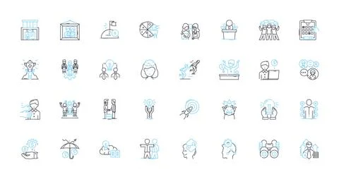 Project coordination linear icons set. Collaboration, Management, Organize Stock Illustration