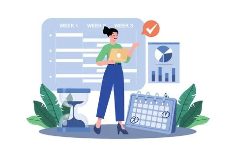 Project coordinator assigning tasks, managing timelines. Stock Illustration