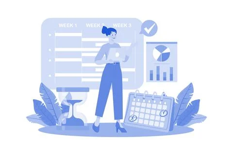 Project coordinator assigning tasks, managing timelines. Stock Illustration