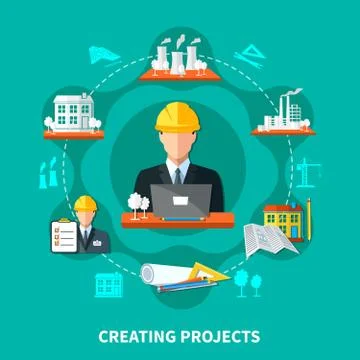 Project Creation Circle Composition Illustrazione stock