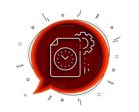 Project deadline line icon. Time management sign. File with gear. Vector Stock Illustration