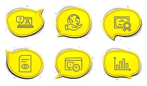 Project deadline, View document and Faq icons set. Diagram graph sign. Time Stock Illustration