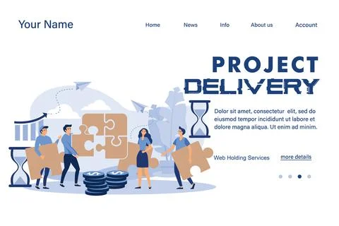 Project delivery illustration Suitable for web landing page, ui, mobile app,  Stock Illustration