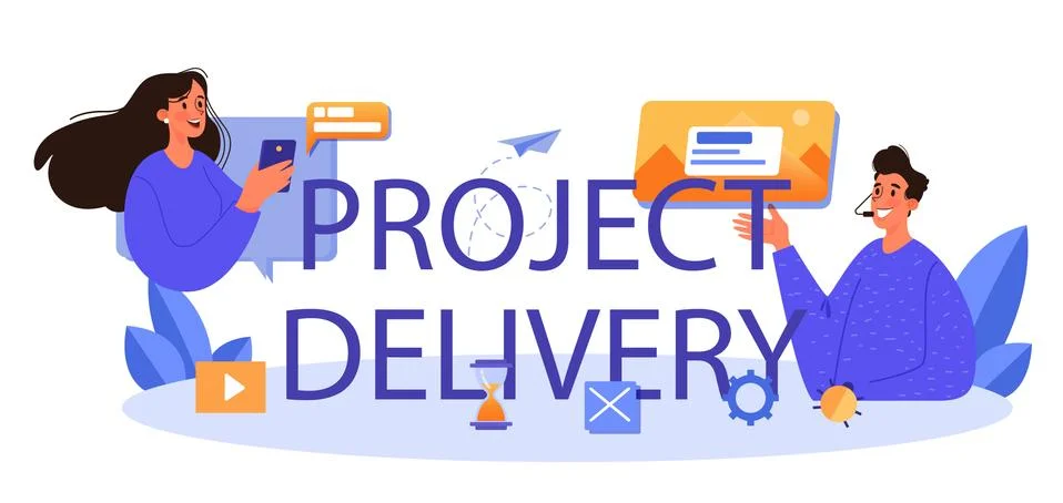 Project delivery typographic header. Project development and presentation. Stock Illustration