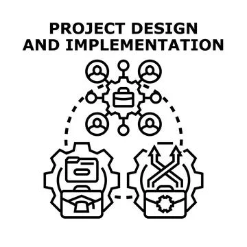 Project design and implementation plan collaborating process Illustrazione stock
