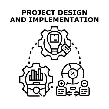 Project design and implementation planning strategy Stock Illustration
