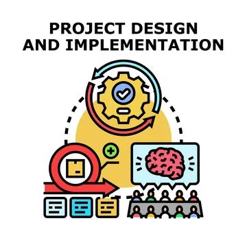 Project design and implementation vector illustration 库存插图