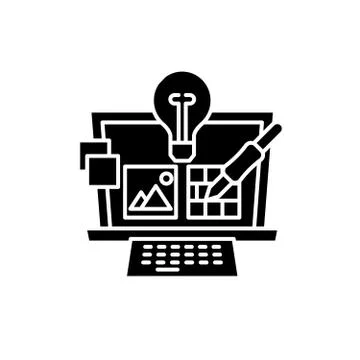 Project design black icon, vector sign on isolated background. Project design Illustrazione stock