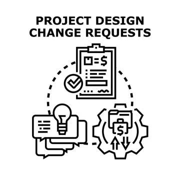 Project design change requests conceptual icon illustrating process Stock Illustration