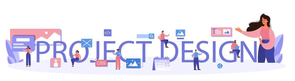 Project design typographic header. Web page modeling, interface Stock-Illustration