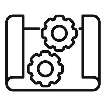 Project development with cogwheels on blueprint symbolising engineering Stock Illustration