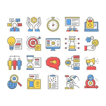 Project Development Collection Icons Set Vector . Stock Illustration