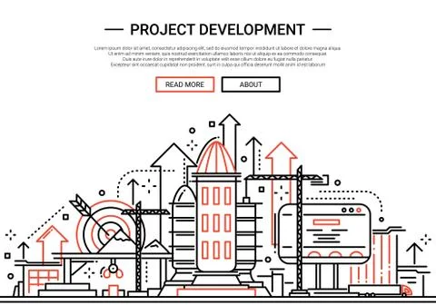 Project Development - line design website banner Stock Illustration