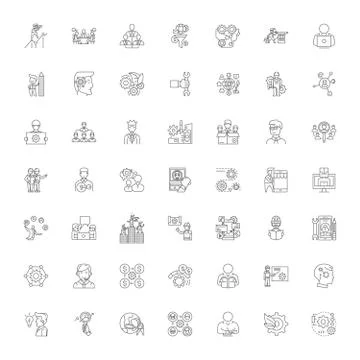 Project development linear icons, signs, symbols vector line illustration set Stock Illustration