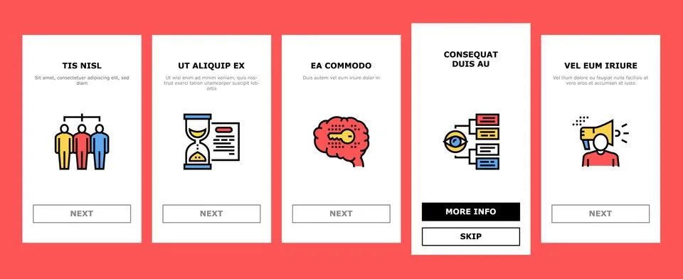 Project Development Onboarding Icons Set Vector Stock Illustration