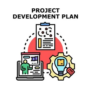 Project development plan preparing strategy and solutions 스톡 일러스트