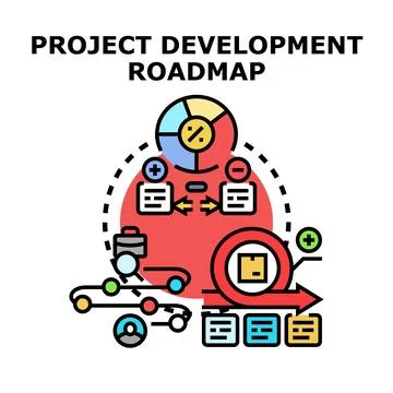 Project development roadmap planning process improving success Stock Illustration