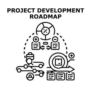 Project development roadmap planning process improving success Stock Illustration