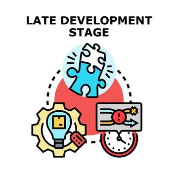 Project development stages illustrating problem solving process Stockillustratie