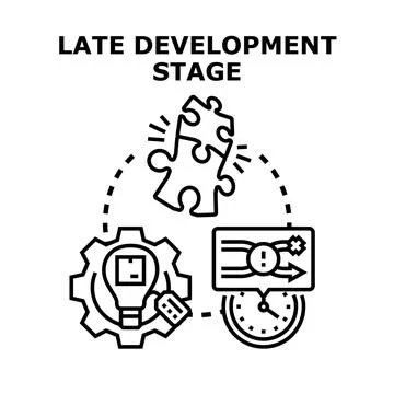 Project development stages illustrating problem solving process Stockillustratie