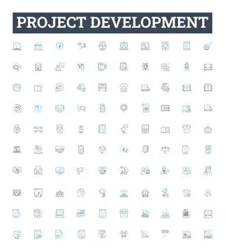 Project development vector line icons set. Project, Development, Planning Stock Illustration