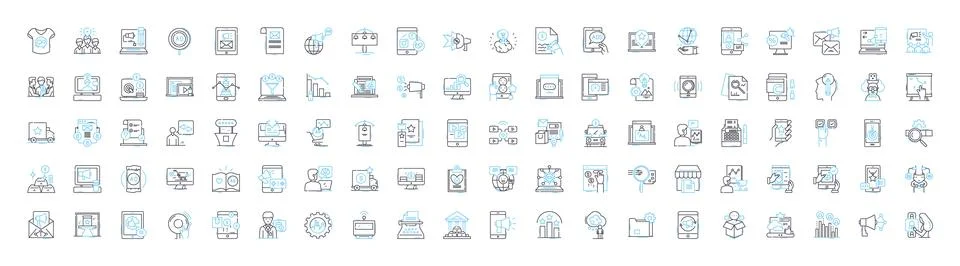 Project development vector line icons set. Project, Development, Planning Stock Illustration