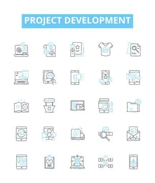 Project development vector line icons set. Project, Development, Planning Stock Illustration