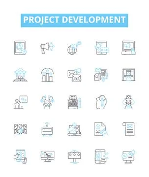 Project development vector line icons set. Project, Development, Planning Stock Illustration