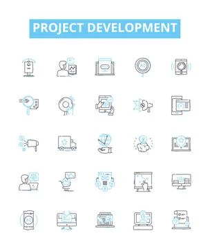 Project development vector line icons set. Project, Development, Planning Stock Illustration