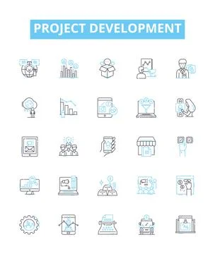 Project development vector line icons set. Project, Development, Planning Stock Illustration