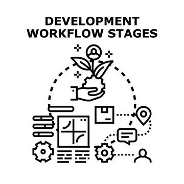 Project development workflow stages planning and implementation Stock Illustration