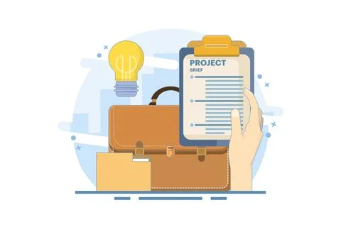 Project document concept, task document paper or project status report Stock Illustration