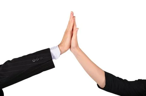 Project done - business theme with hands Stock Photos