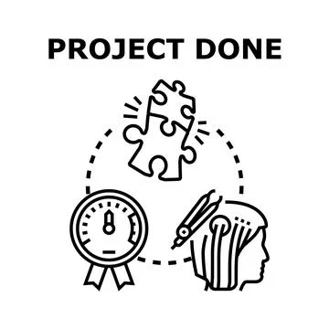Project done successfully completing business tasks Stock Illustration