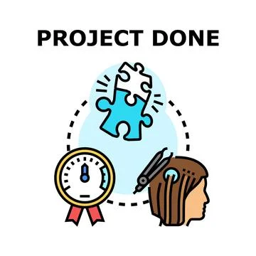 Project done successfully completing business tasks Stock Illustration