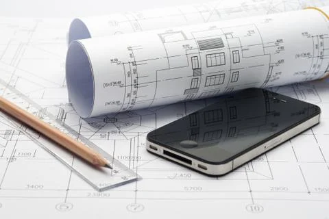 Project drawing and iphone Stock Photos