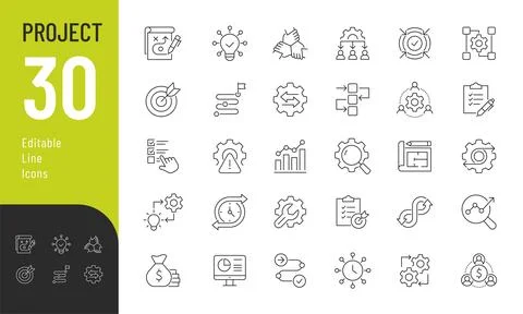 Project Editable Icons set. 스톡 일러스트