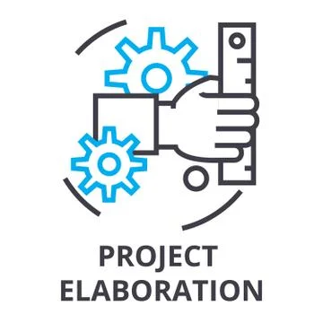 Project elaboration thin line icon, sign, symbol, illustation, linear concept Illustration